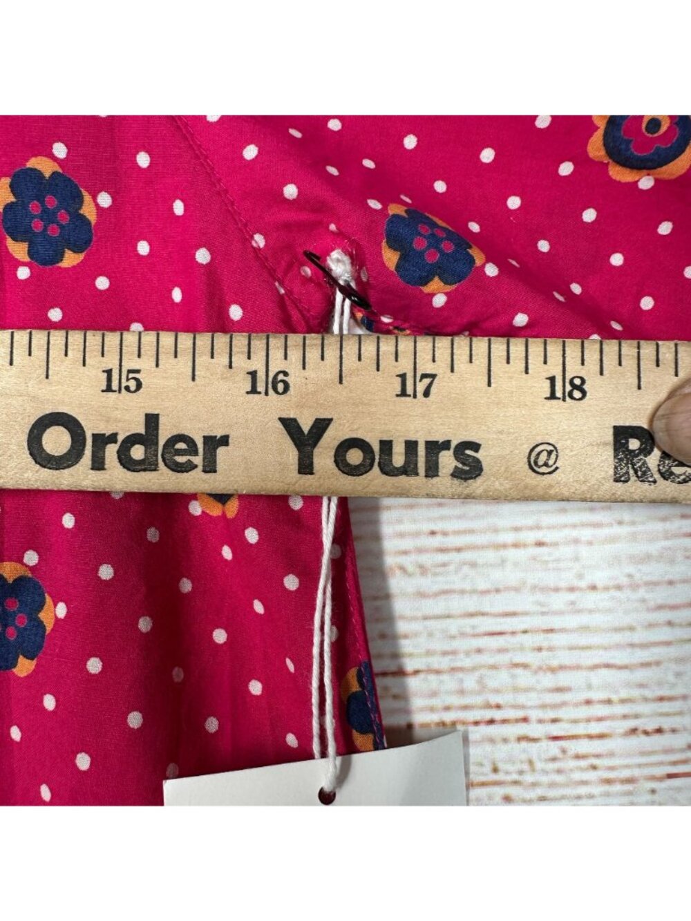 Polarn O. Pyret Girls 6-8Y Pink Floral Polka Dot Tunic Dress 3/4 Sleeve - Picture 4 of 9